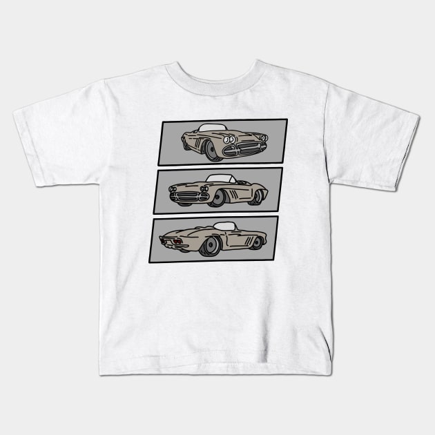 vintage old automotive car illustration Kids T-Shirt by fokaction